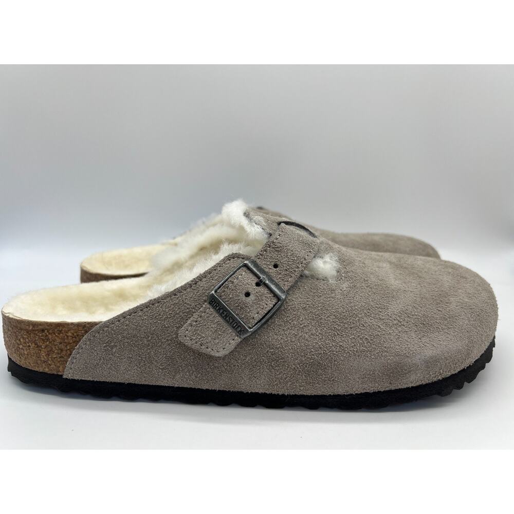 Birkenstock Boston Shearling Stone Coin Suede Leather Men's Size 12 New